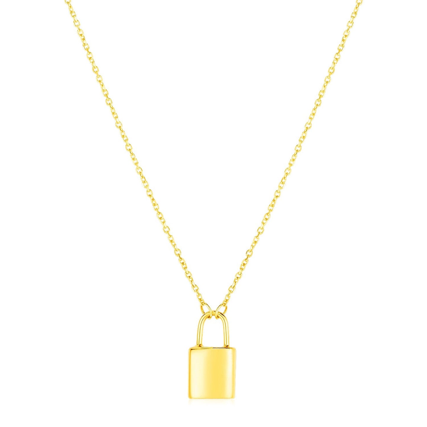14k Yellow Gold Padlock Necklace-0