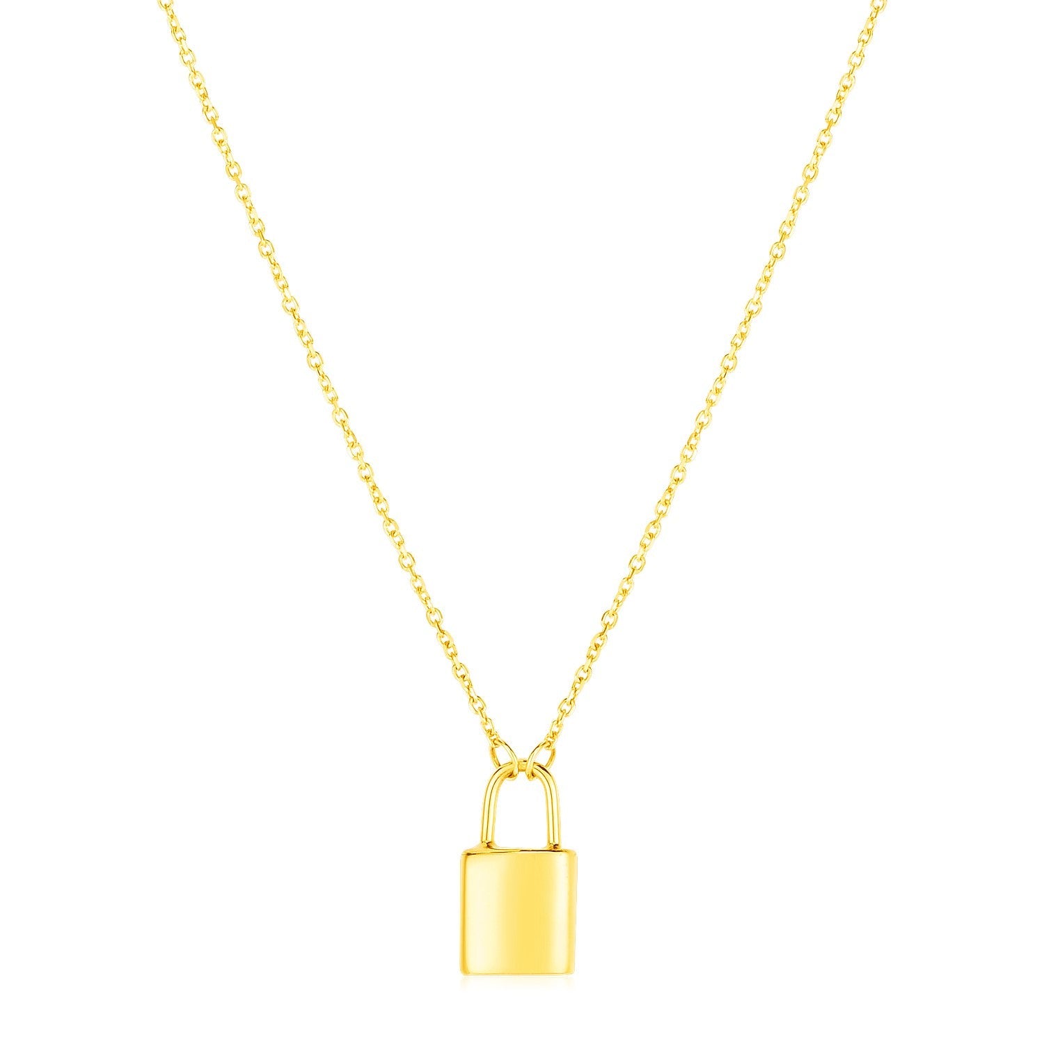 14k Yellow Gold Padlock Necklace-0
