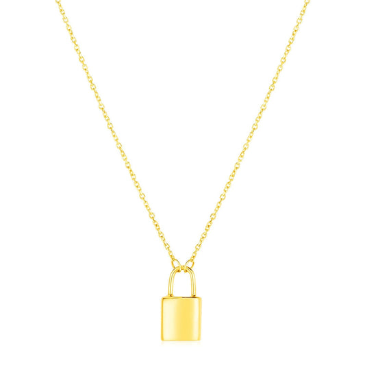 14k Yellow Gold Padlock Necklace-0