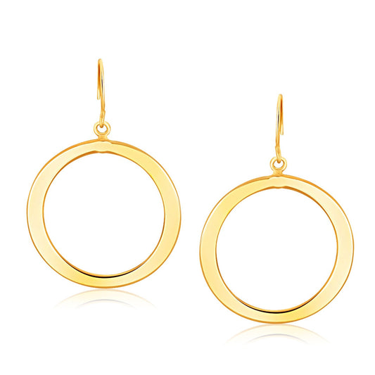 14k Yellow Gold Flat Open Tube Round Earrings-0