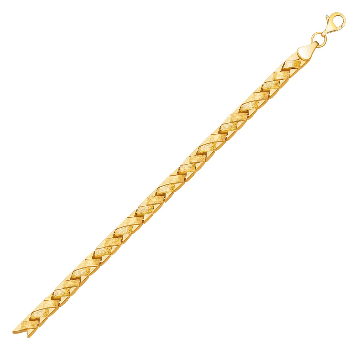 14k Yellow Gold Fancy Basket Weave Line Bracelet-0