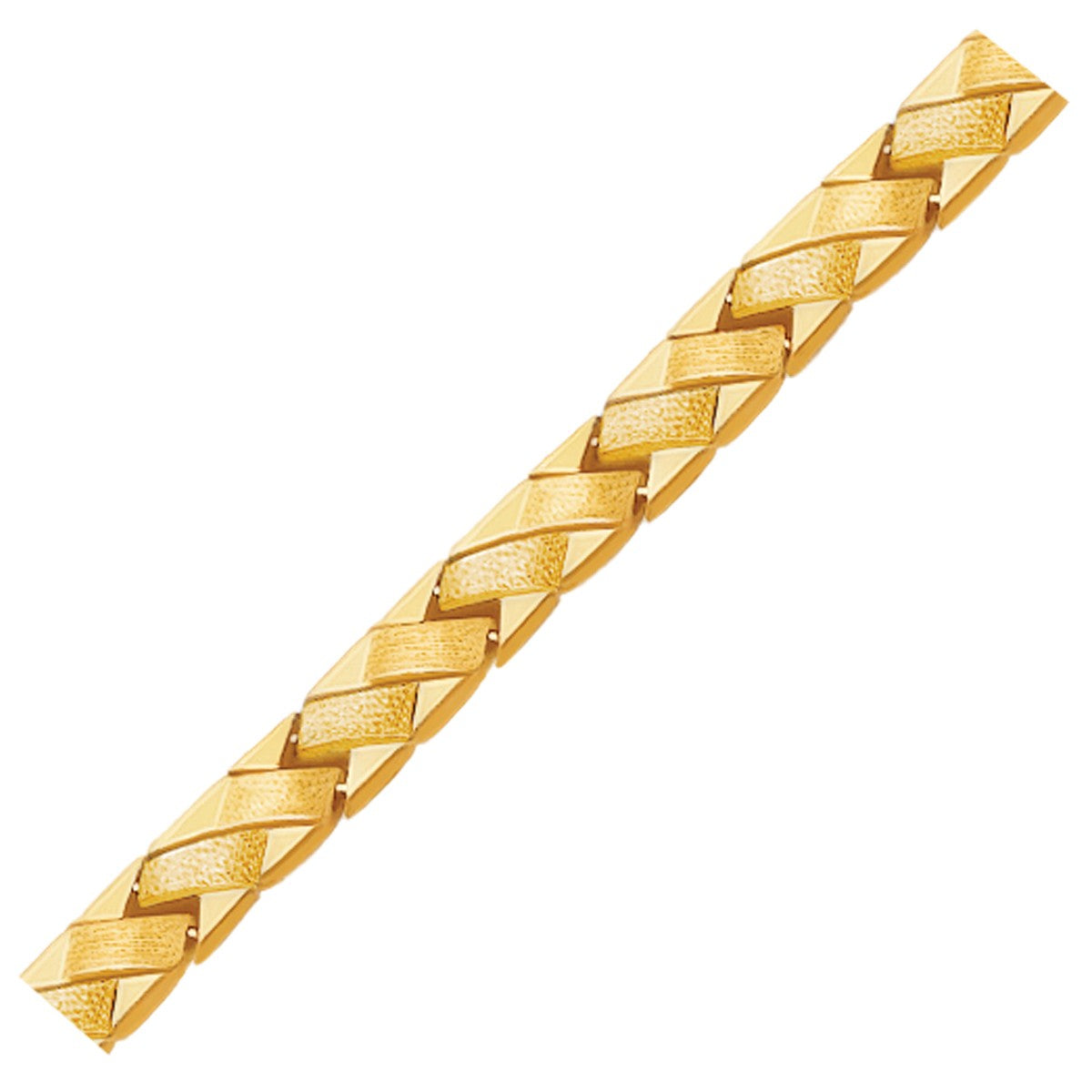 14k Yellow Gold Fancy Basket Weave Line Bracelet-1