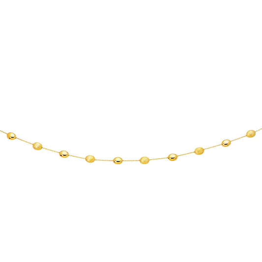 14k Yellow Gold Necklace with Polished and Textured Pebble Stations-0