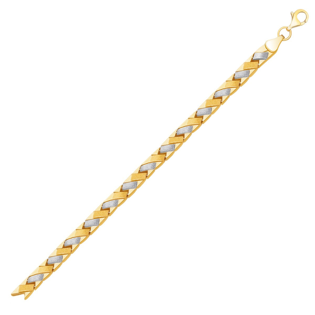 14k Two-Tone Gold Fancy Weave Bracelet with Contrasting Finish-0