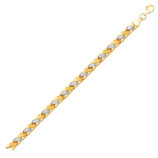 14k Two-Tone Gold Fancy Weave Bracelet with Contrasting Finish-0