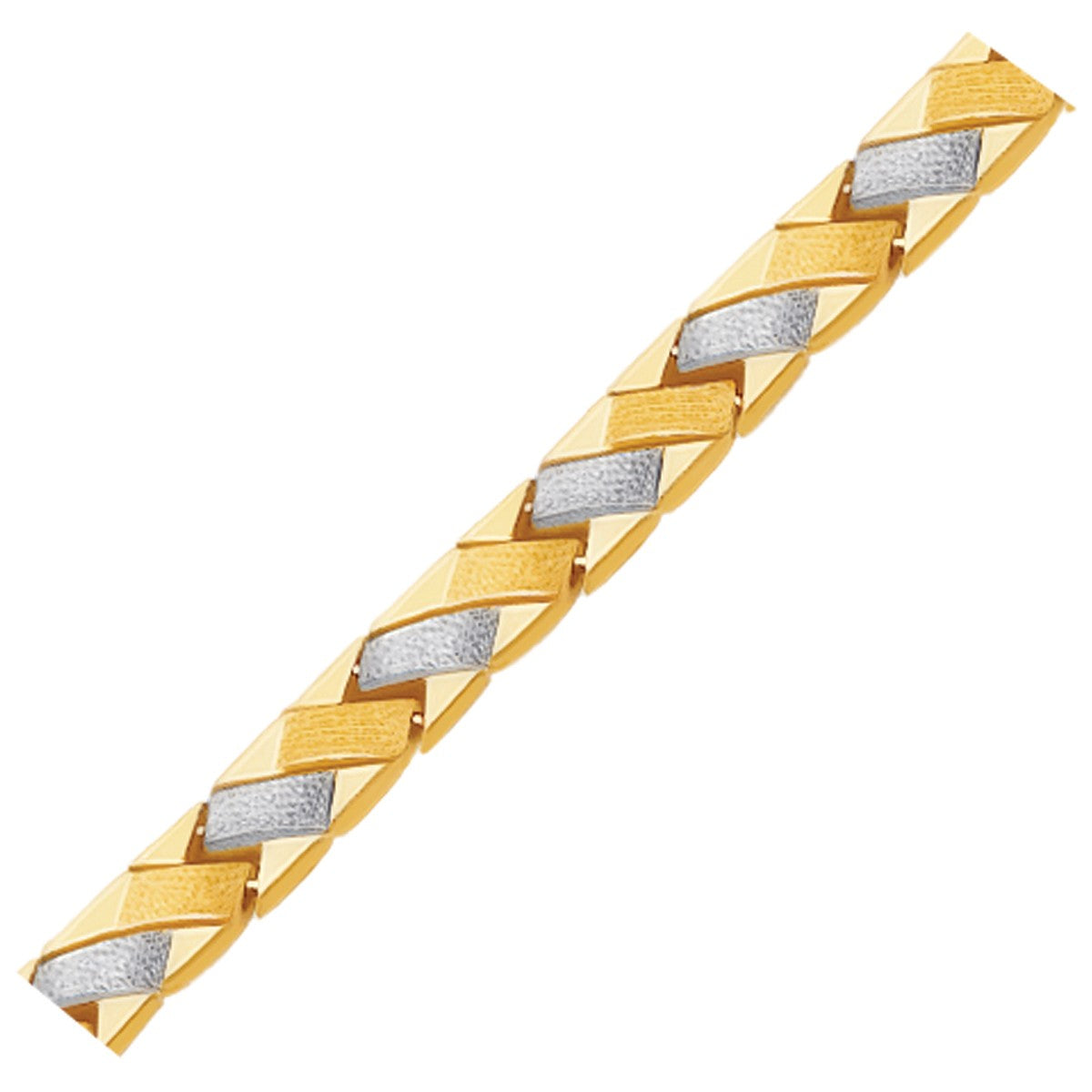 14k Two-Tone Gold Fancy Weave Bracelet with Contrasting Finish-1