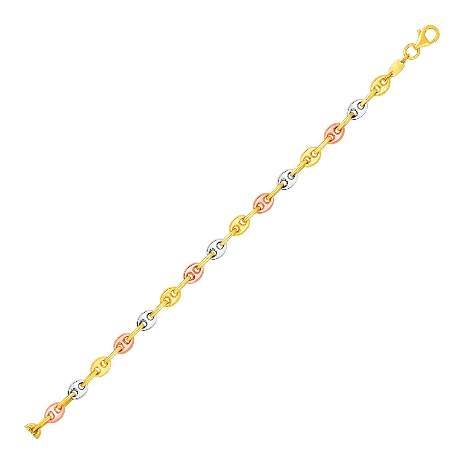 14k Tri Color Gold Mariner Link Anklet-0