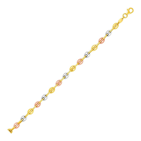 14k Tri Color Gold Mariner Link Anklet-0