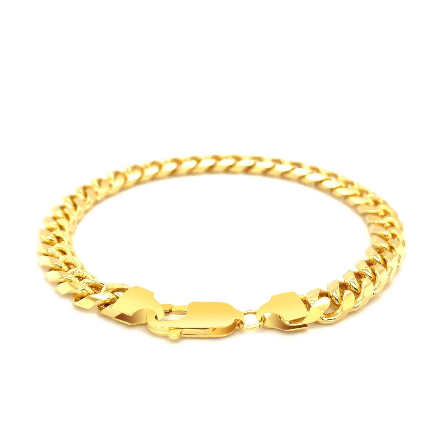 6.7mm 14k Yellow Gold Solid Miami Cuban Bracelet-2
