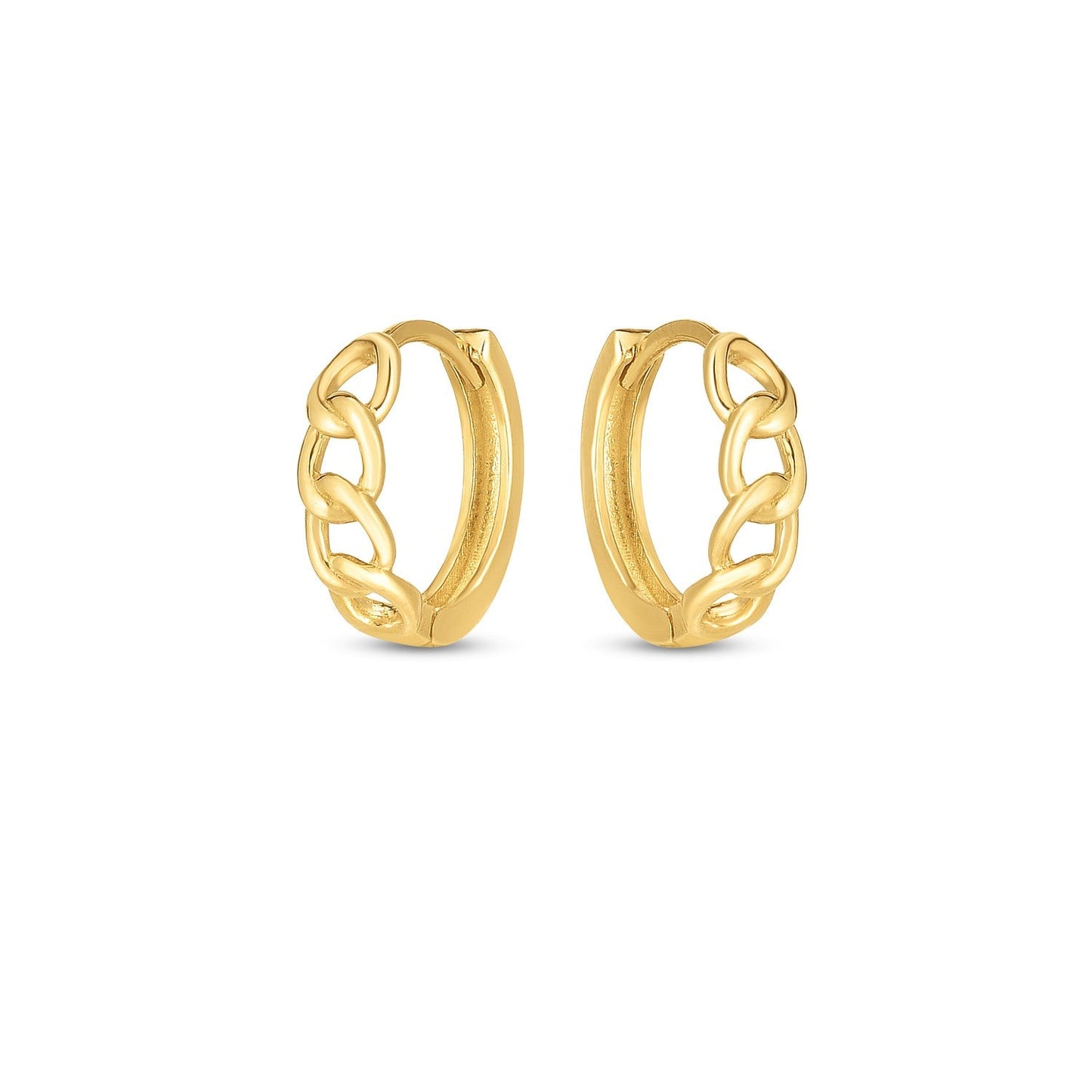 14k Yellow Gold Curb Huggie Hoop-1