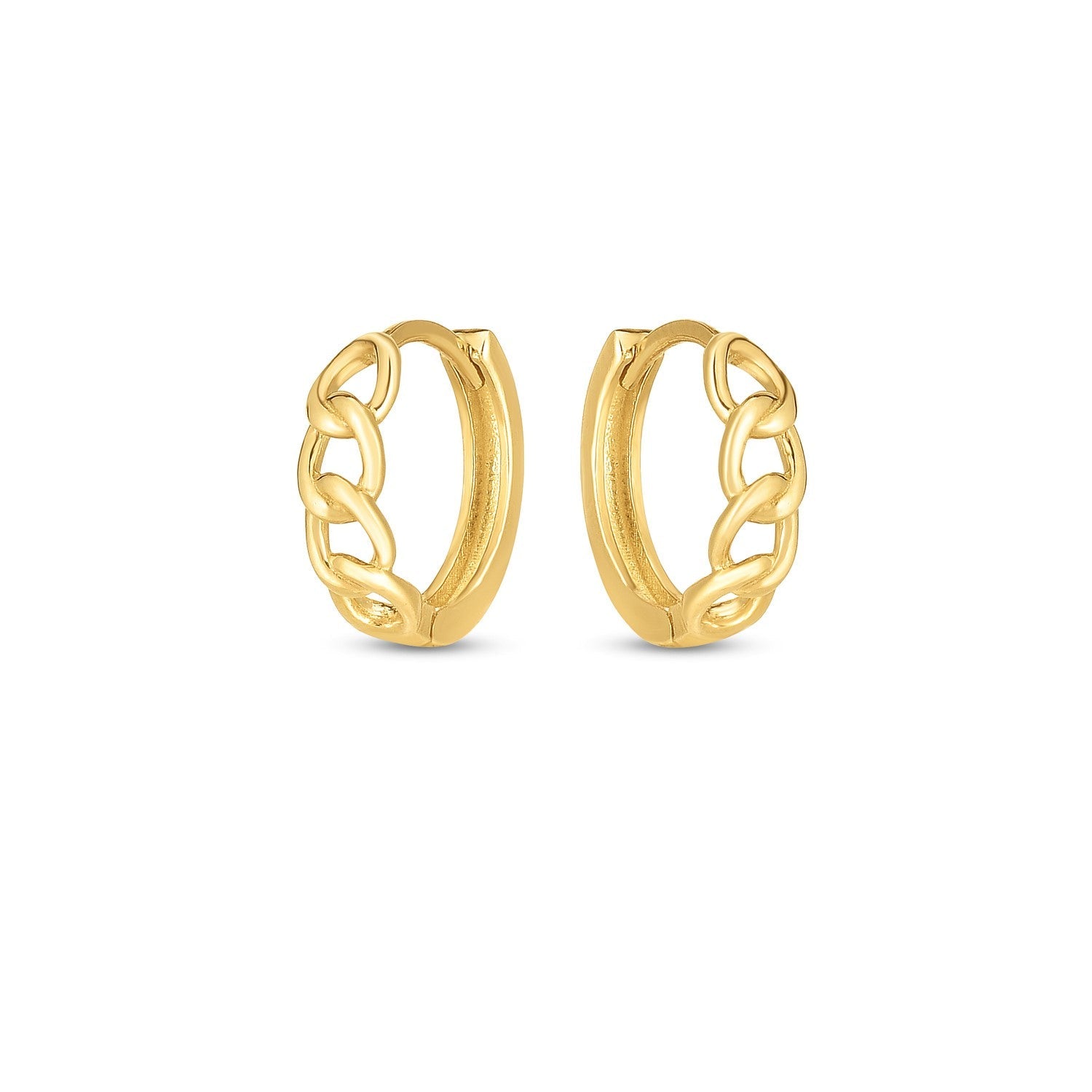 14k Yellow Gold Curb Huggie Hoop-1