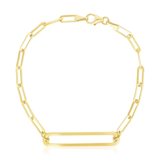 14k Yellow Gold High Polish Open Curved Paperclip Necklace-0