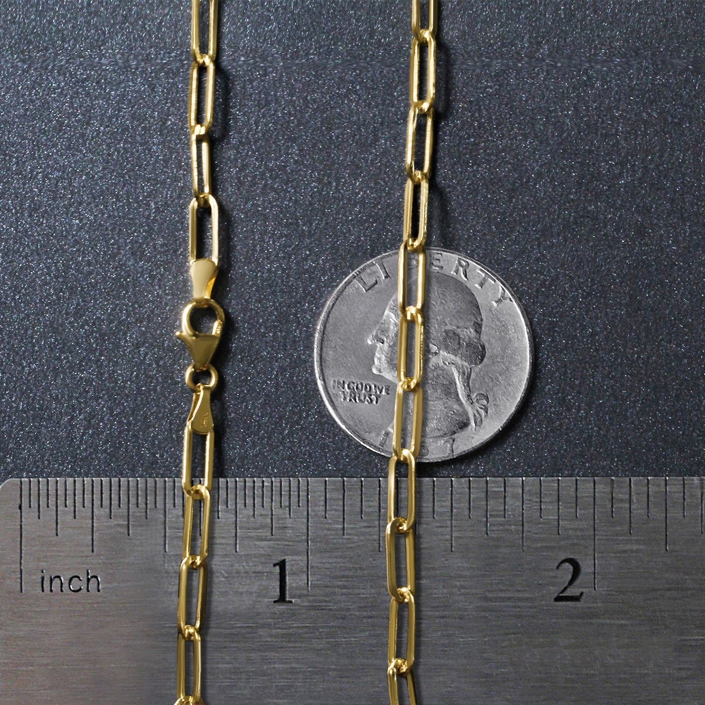 14k Yellow Gold High Polish Open Curved Paperclip Necklace-3