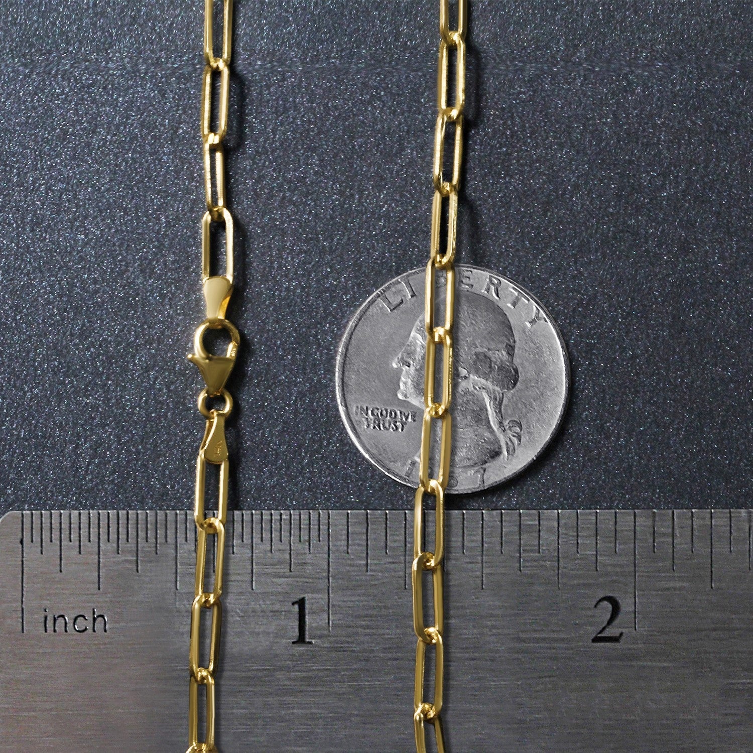 14k Yellow Gold High Polish Open Curved Paperclip Necklace-3