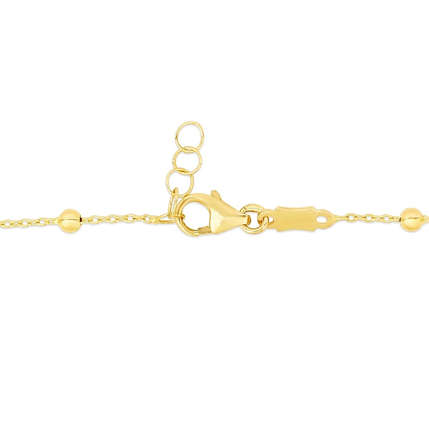 14k Yellow Gold Childrens Bracelet with Beads and Enameled Heart-2