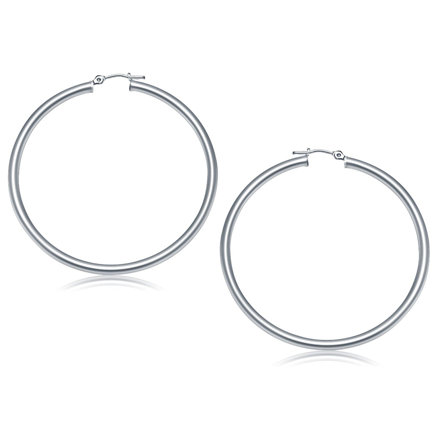 14k White Gold Polished Hoop Earrings (50 mm)-0