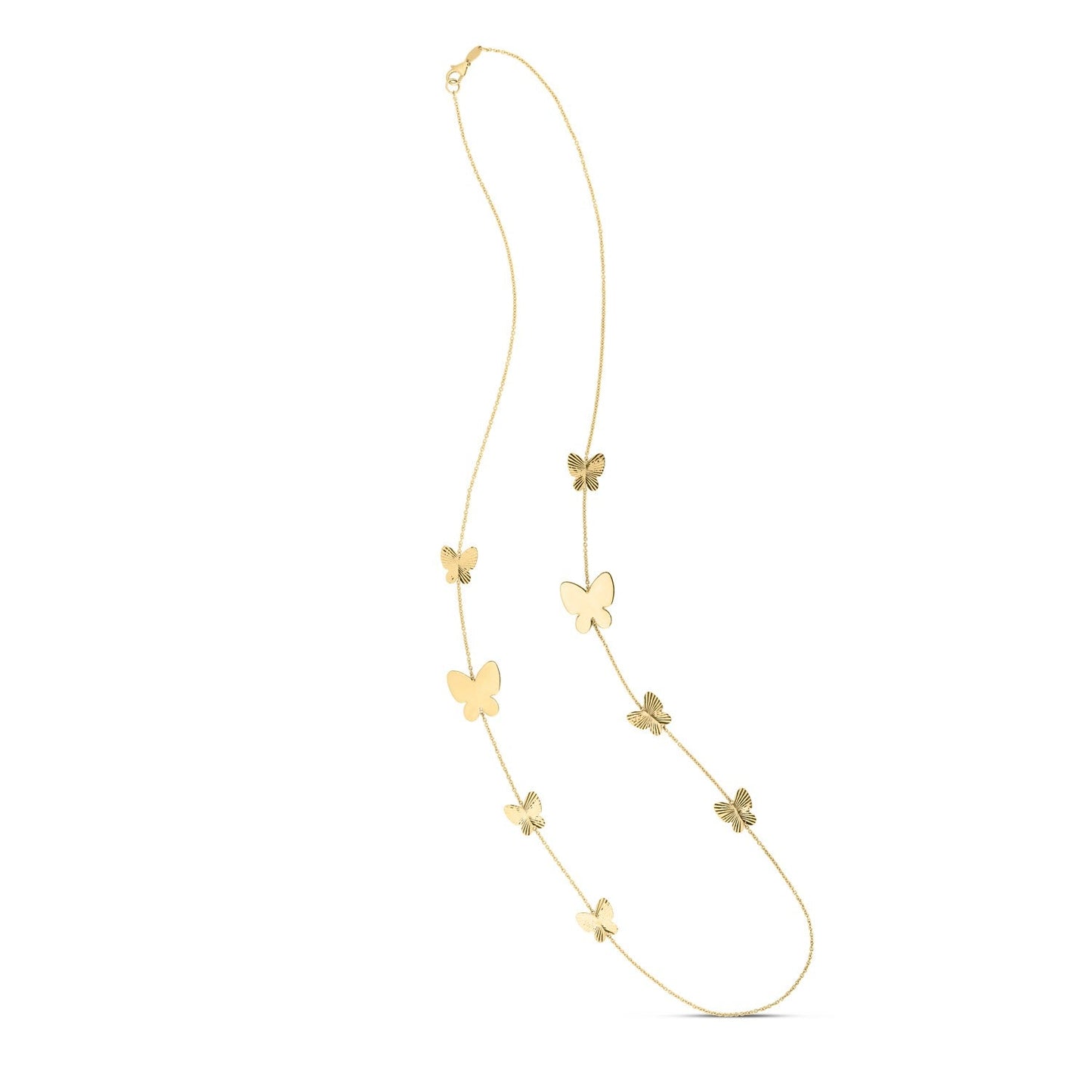 14k Yellow Gold Papillon Graduated Butterfly Necklace-1