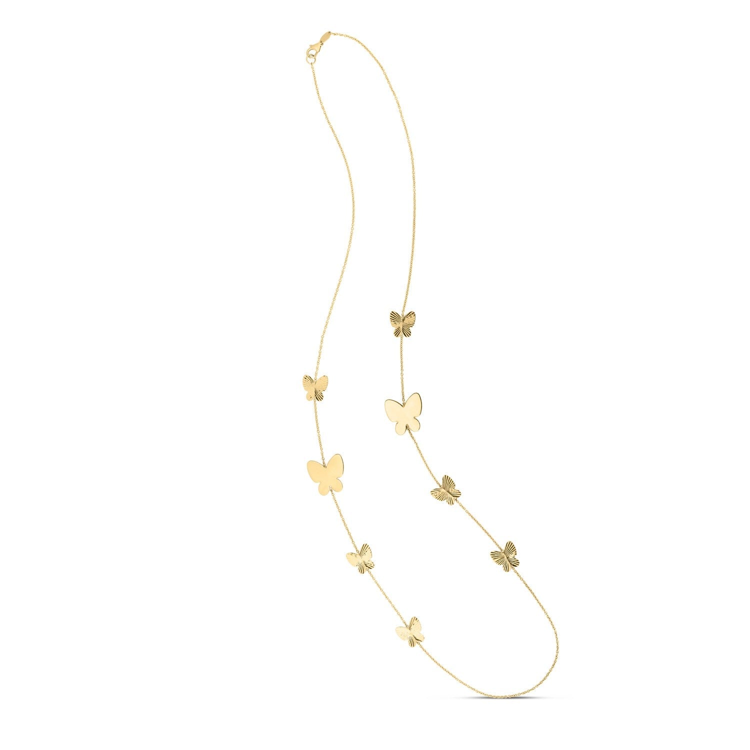 14k Yellow Gold Papillon Graduated Butterfly Necklace-1