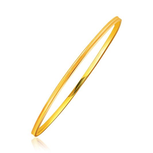 14k Yellow Gold Concave Motif Thin  Stackable Bangle-0