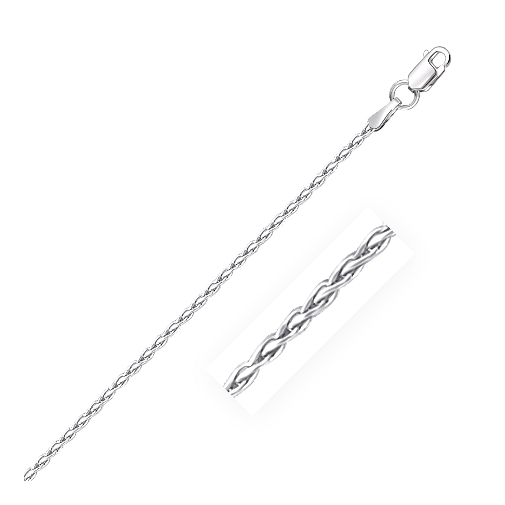 14k White Gold Round Wheat Anklet 1.8mm-0