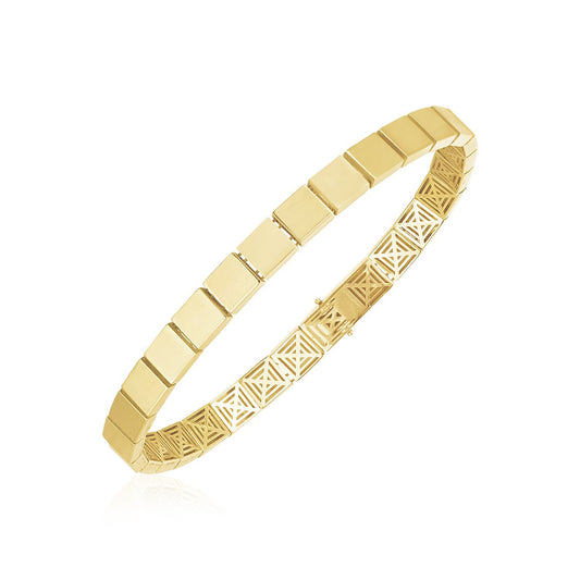14k Yellow Gold High Polish Square Edge Link Bracelet-0