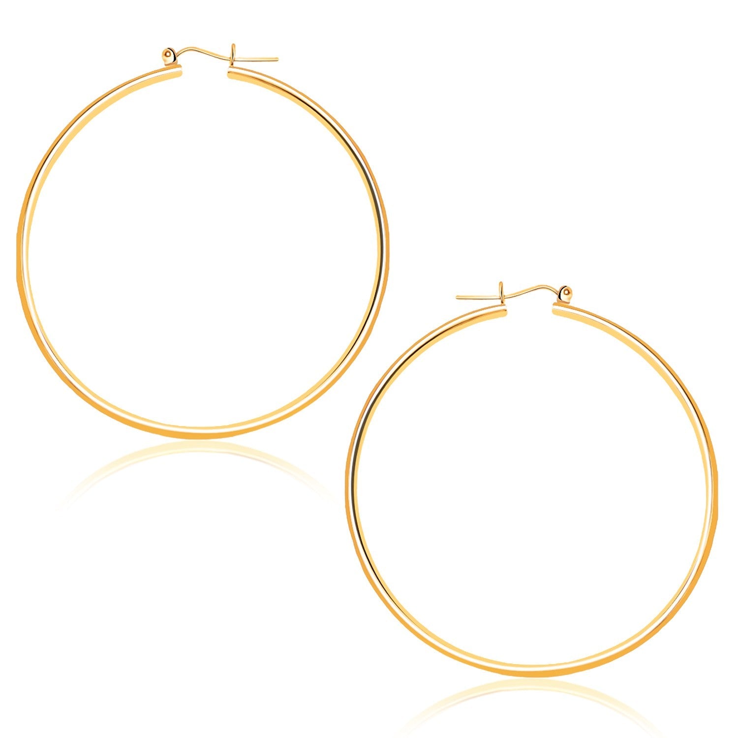14k Yellow Gold Polished Hoop Earrings (45 mm)-0