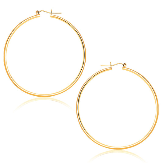 14k Yellow Gold Polished Hoop Earrings (45 mm)-0