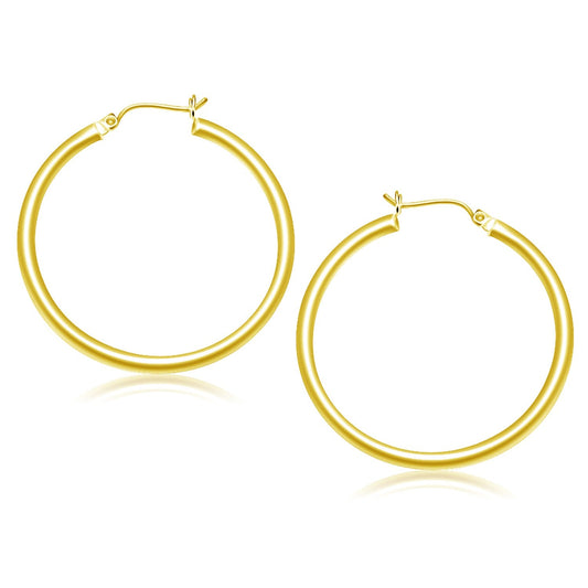 14k Yellow Gold Polished Hoop Earrings (40 mm)-0