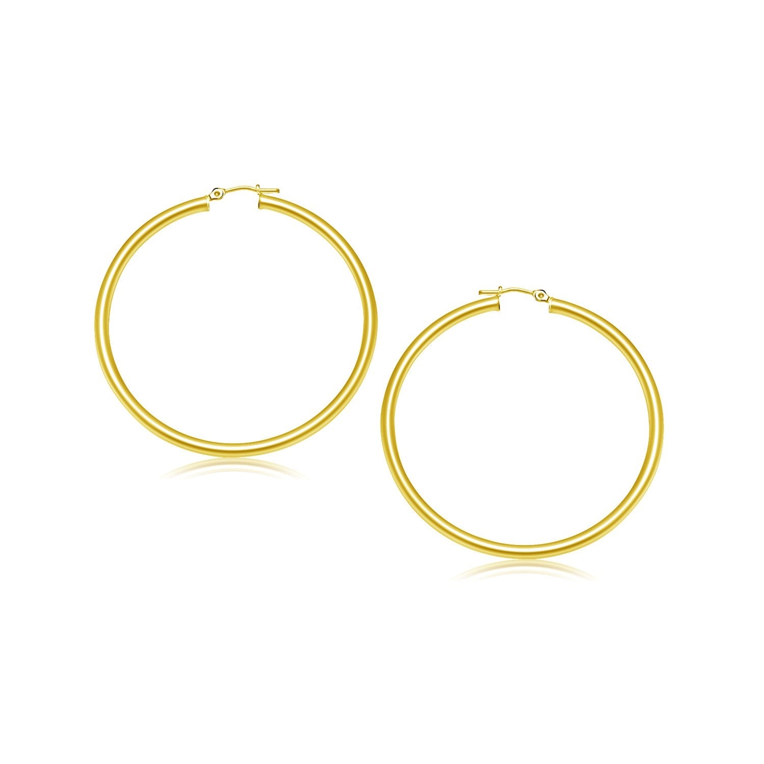 14k Yellow Gold Polished Hoop Earrings (25 mm)-0