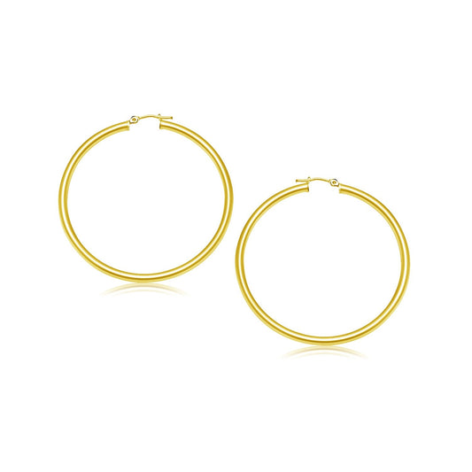 14k Yellow Gold Polished Hoop Earrings (25 mm)-0