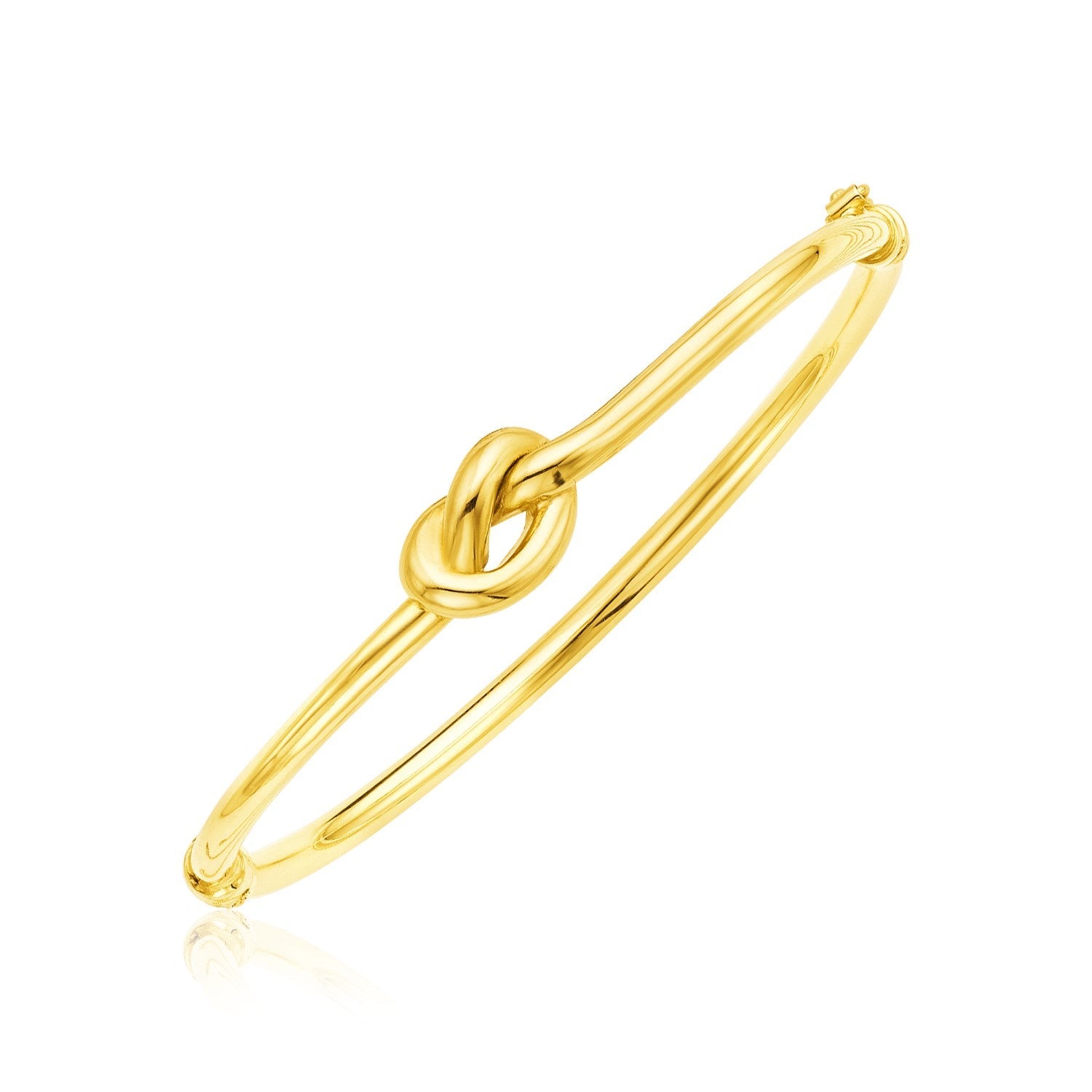 14k Yellow Gold Bangle Bracelet with Polished Knot-0