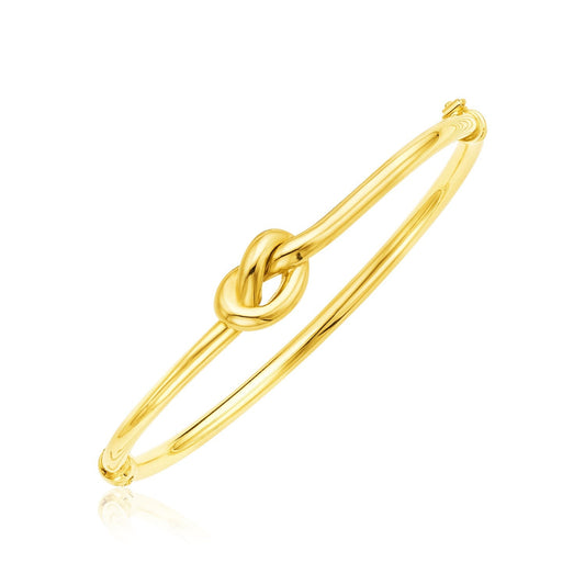 14k Yellow Gold Bangle Bracelet with Polished Knot-0