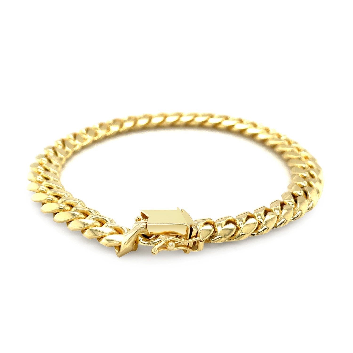 8.2mm 10k Yellow Gold Classic Miami Cuban Solid Bracelet-1