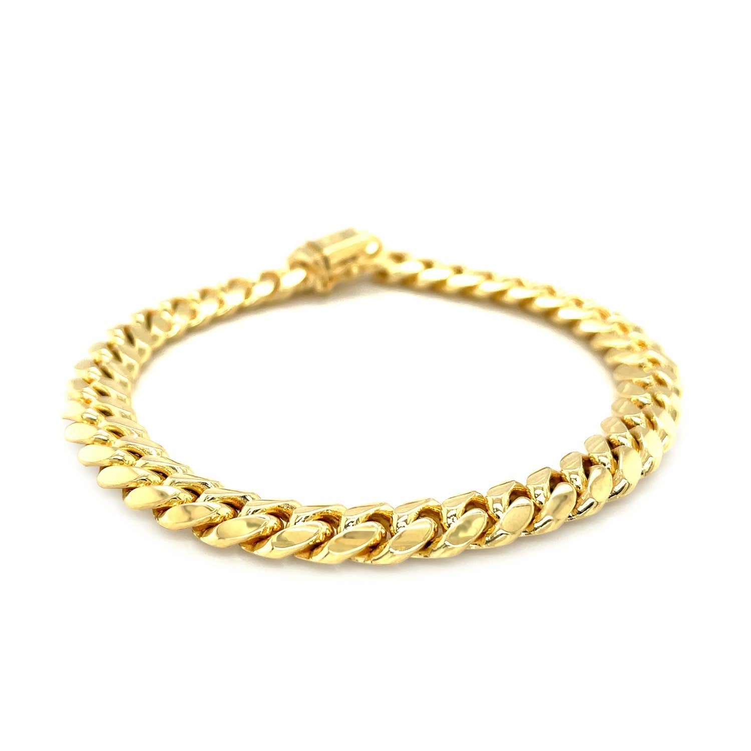 8.2mm 10k Yellow Gold Classic Miami Cuban Solid Bracelet-2