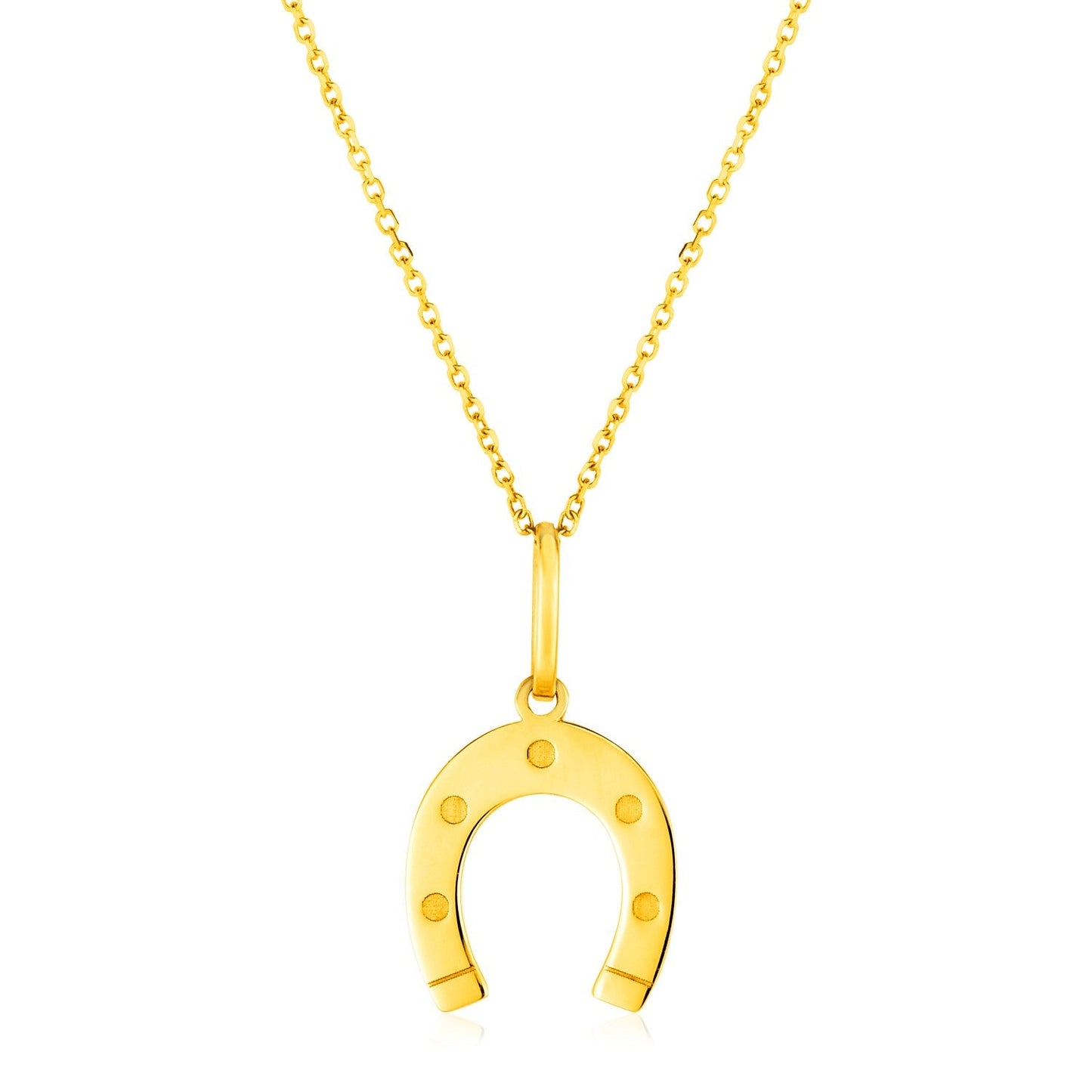14K Yellow Gold Necklace with Horseshoe-0