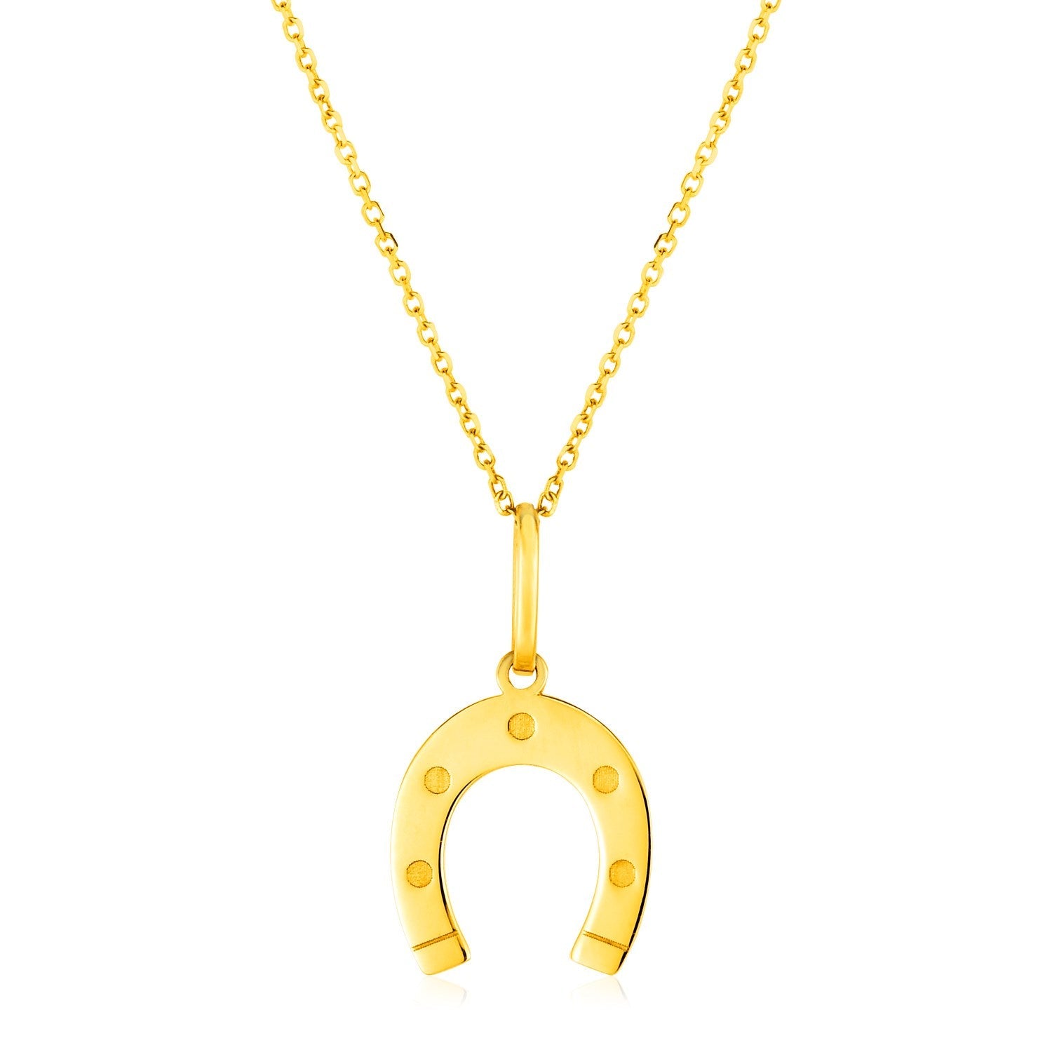 14K Yellow Gold Necklace with Horseshoe-0