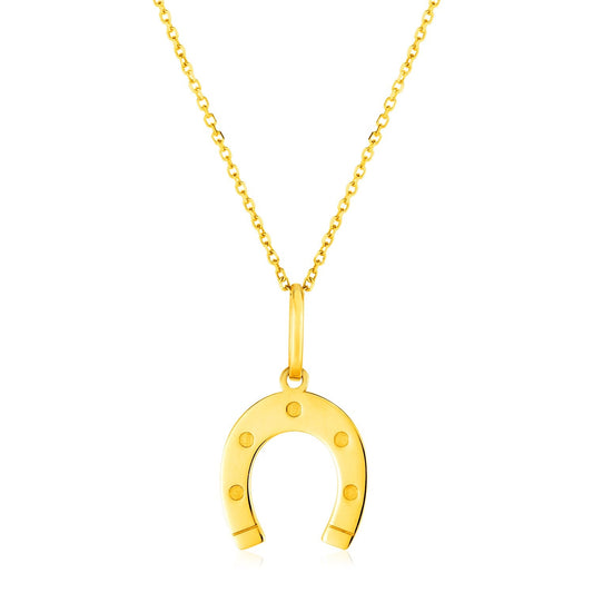 14K Yellow Gold Necklace with Horseshoe-0