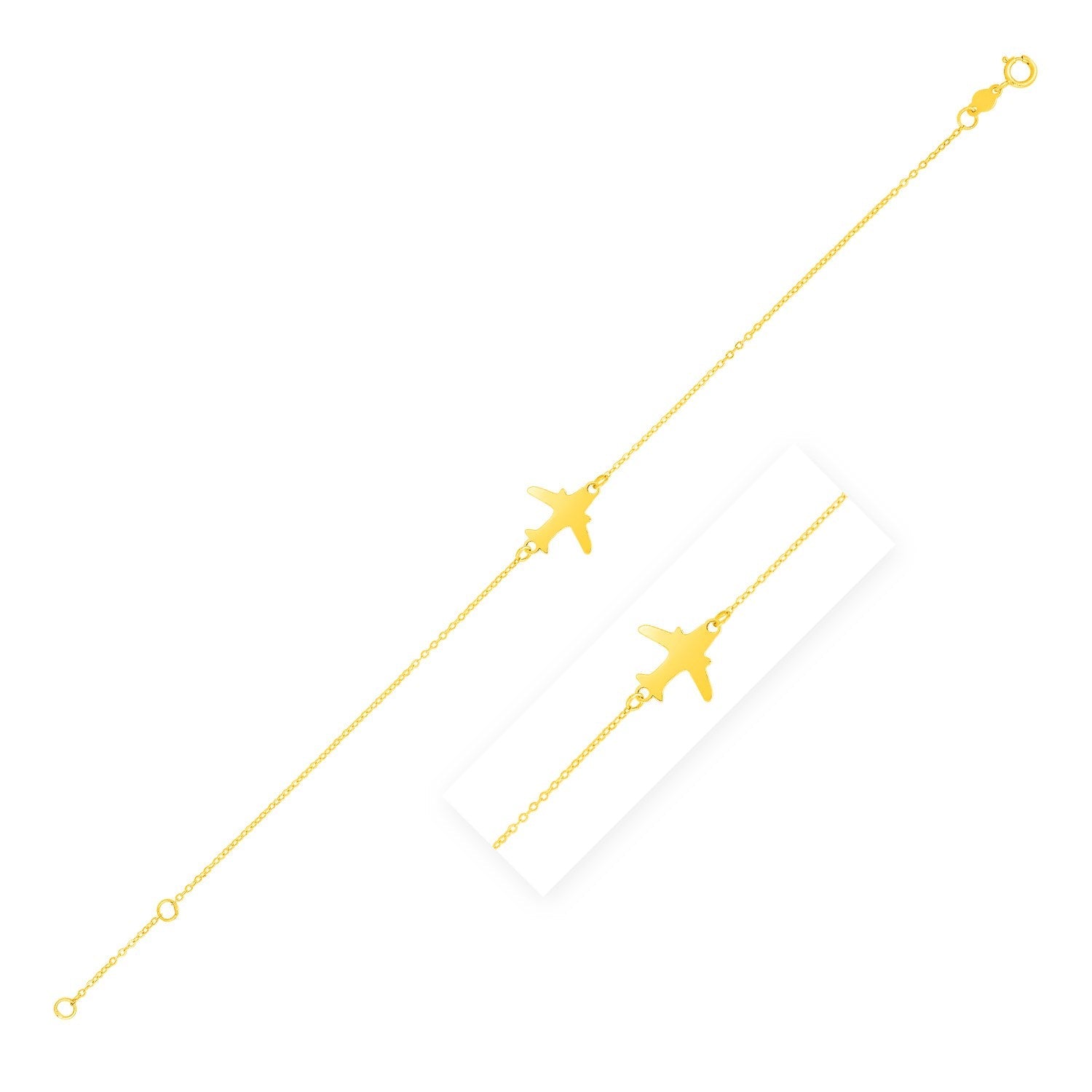 14K Yellow Gold Airplane Bracelet-0