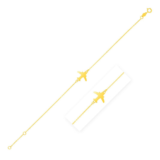 14K Yellow Gold Airplane Bracelet-0