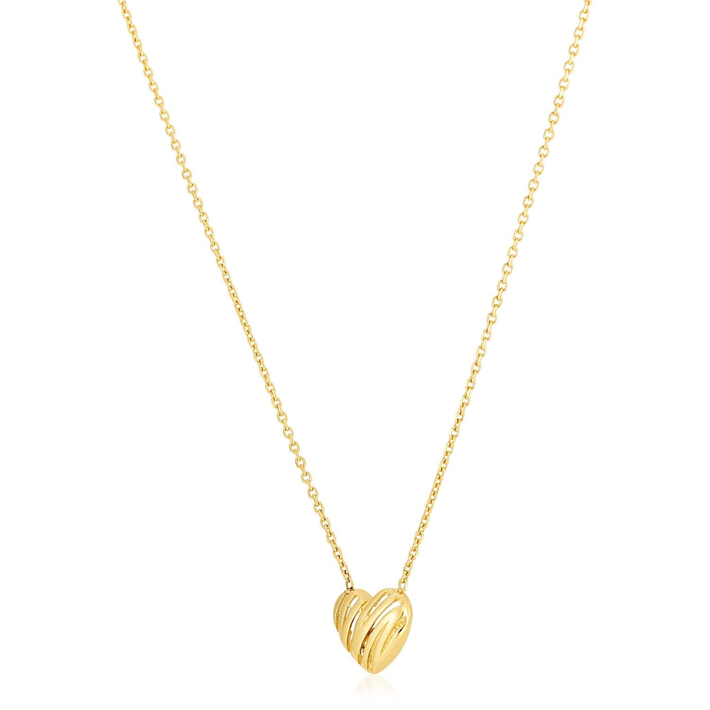 14k Yellow Gold High Polish Scribbles Heart Necklace-0