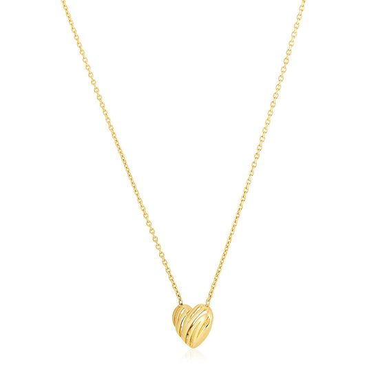 14k Yellow Gold High Polish Scribbles Heart Necklace-0