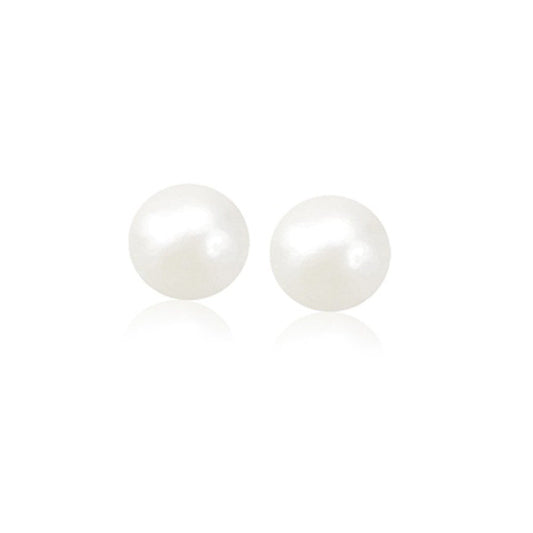 14k Yellow Gold Freshwater Cultured White Pearl Stud Earrings (8.0 mm)-0