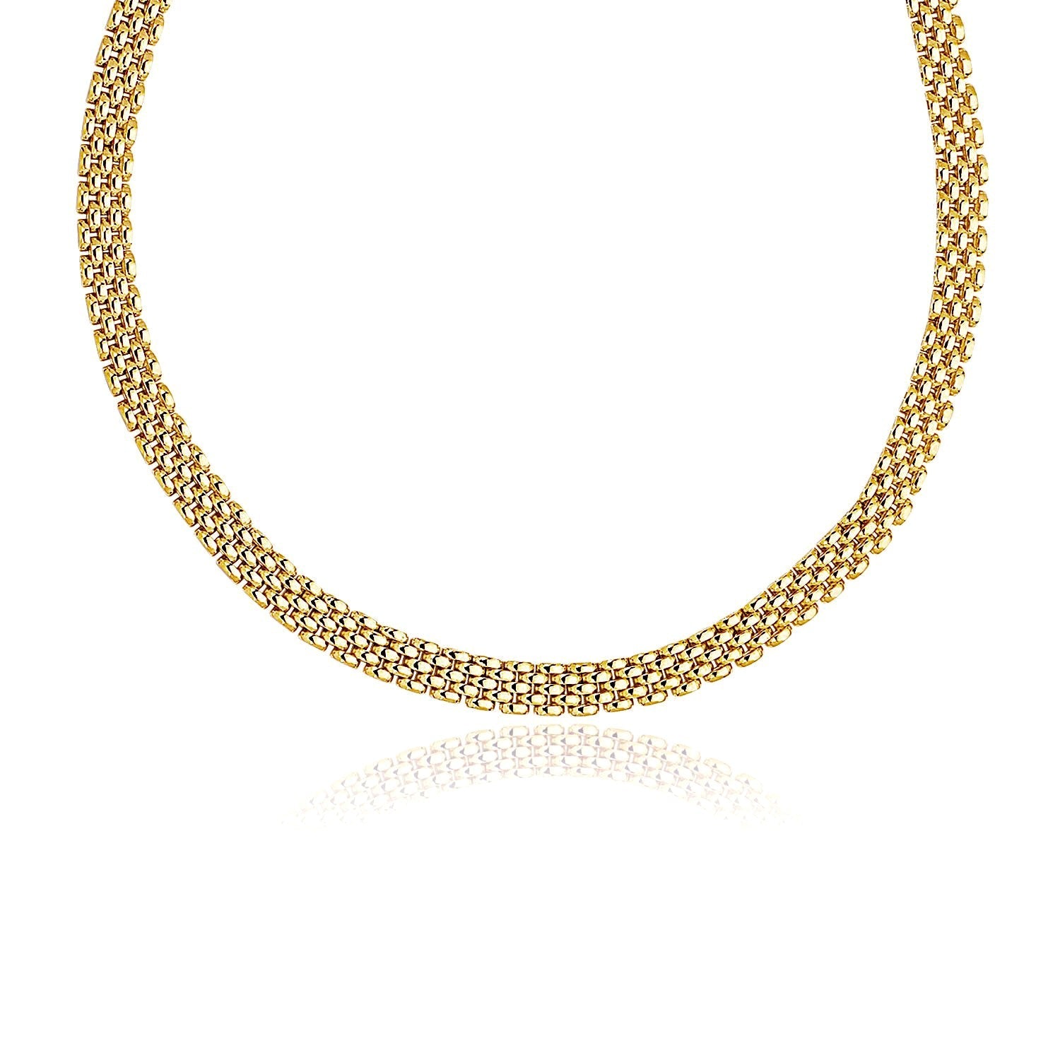 14k Yellow Gold Fancy Polished Multi-Row Panther Link Necklace-0