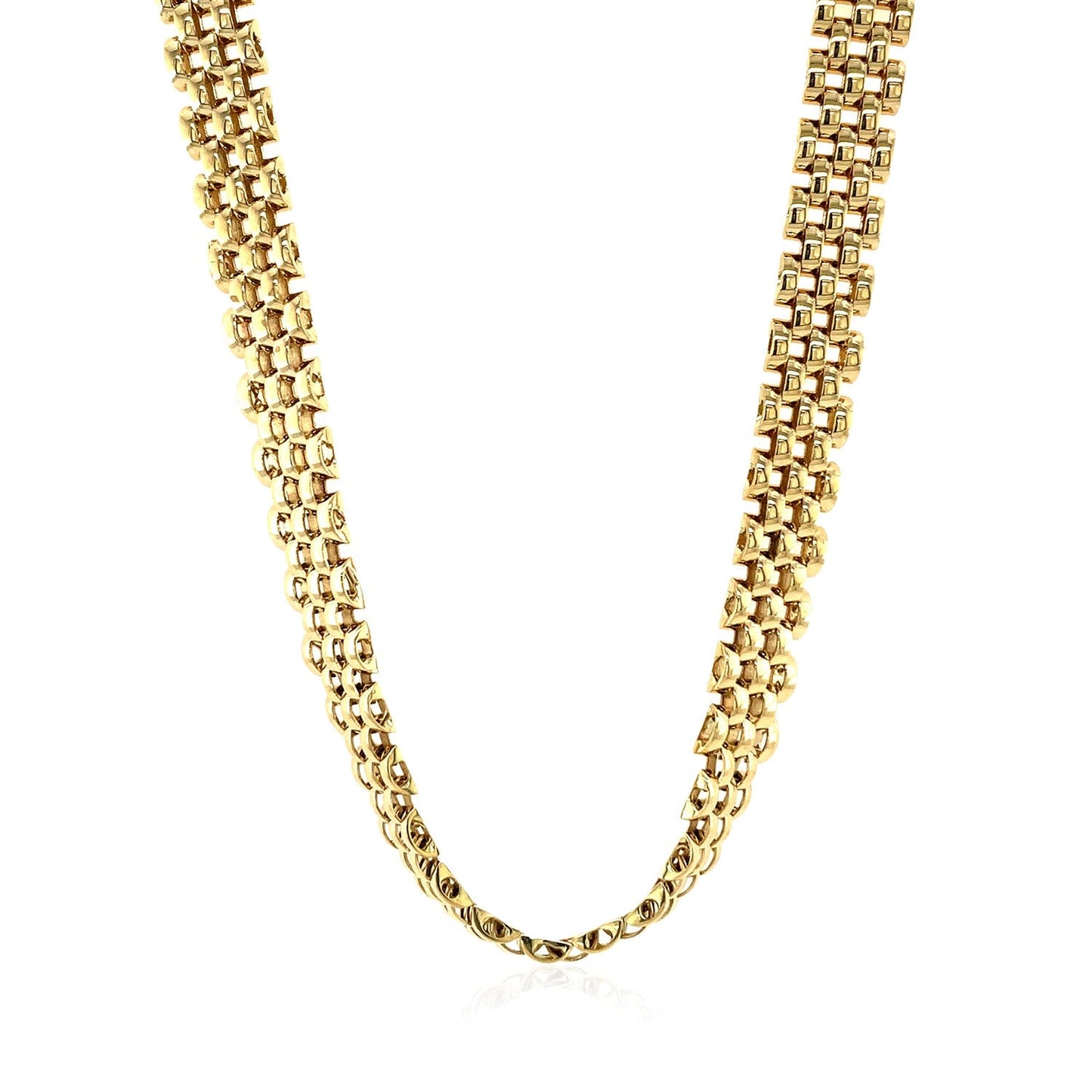 14k Yellow Gold Fancy Polished Multi-Row Panther Link Necklace-1