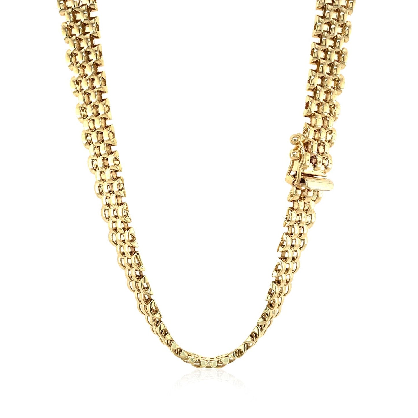 14k Yellow Gold Fancy Polished Multi-Row Panther Link Necklace-2