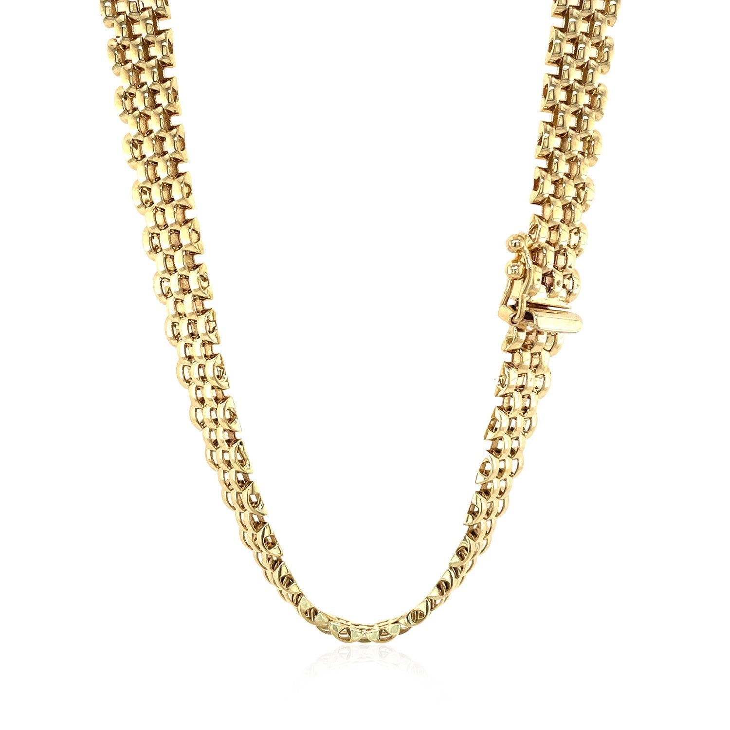 14k Yellow Gold Fancy Polished Multi-Row Panther Link Necklace-2