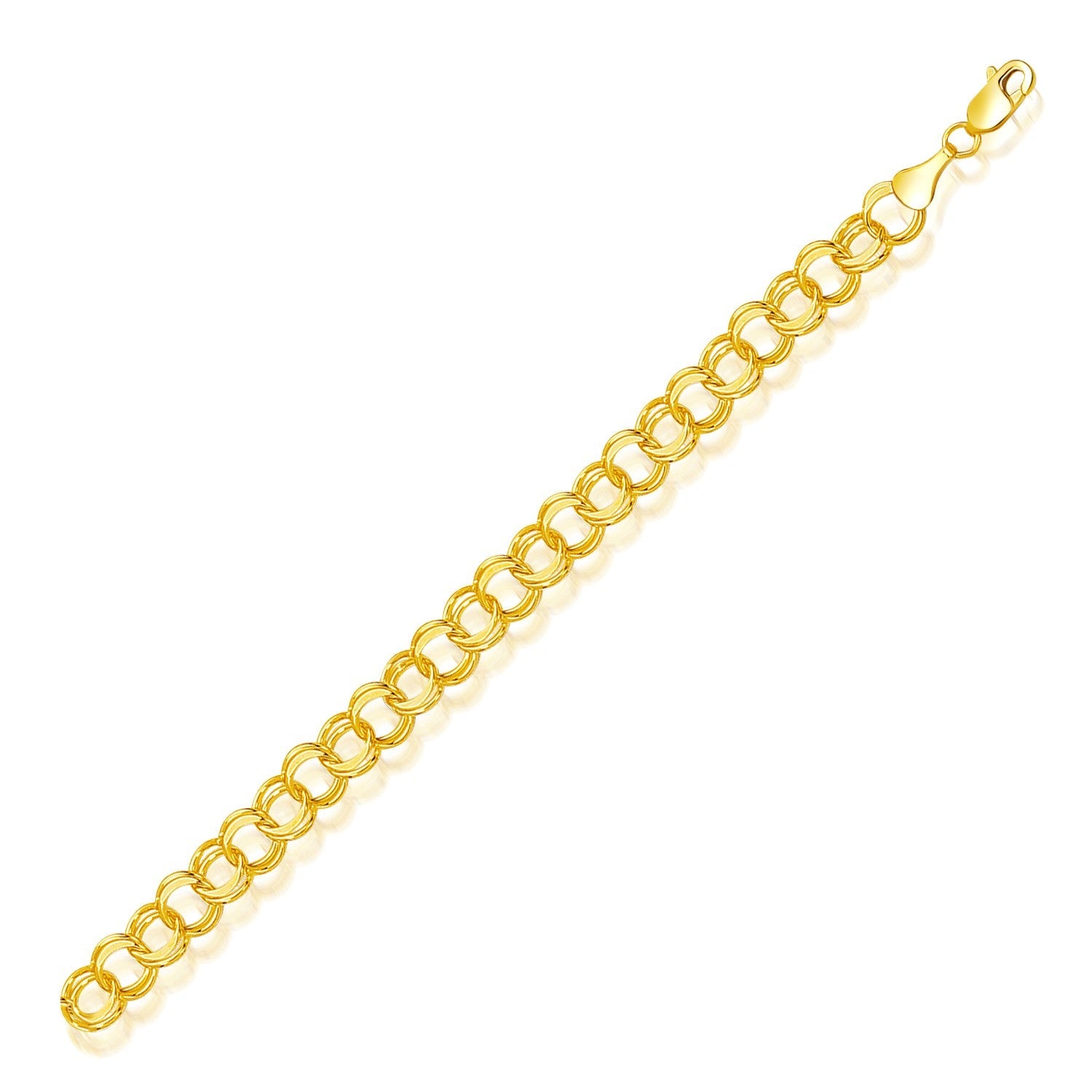 8.0 mm 14k Yellow Gold Solid Double Link Charm Bracelet-0