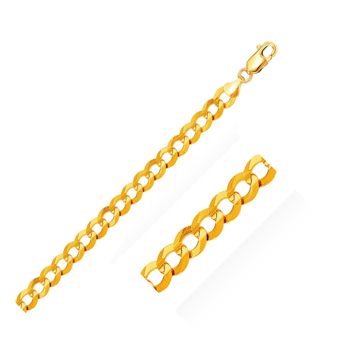 14k Yellow Gold Solid Curb Bracelet 10.0mm-0