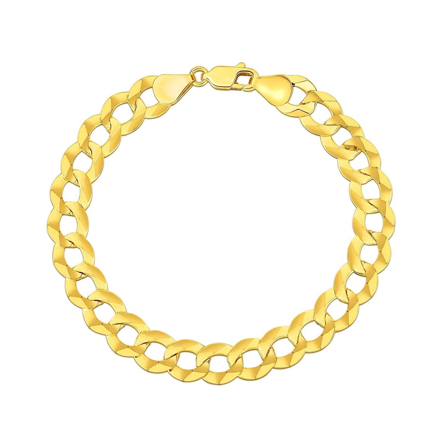 14k Yellow Gold Solid Curb Bracelet 10.0mm-1