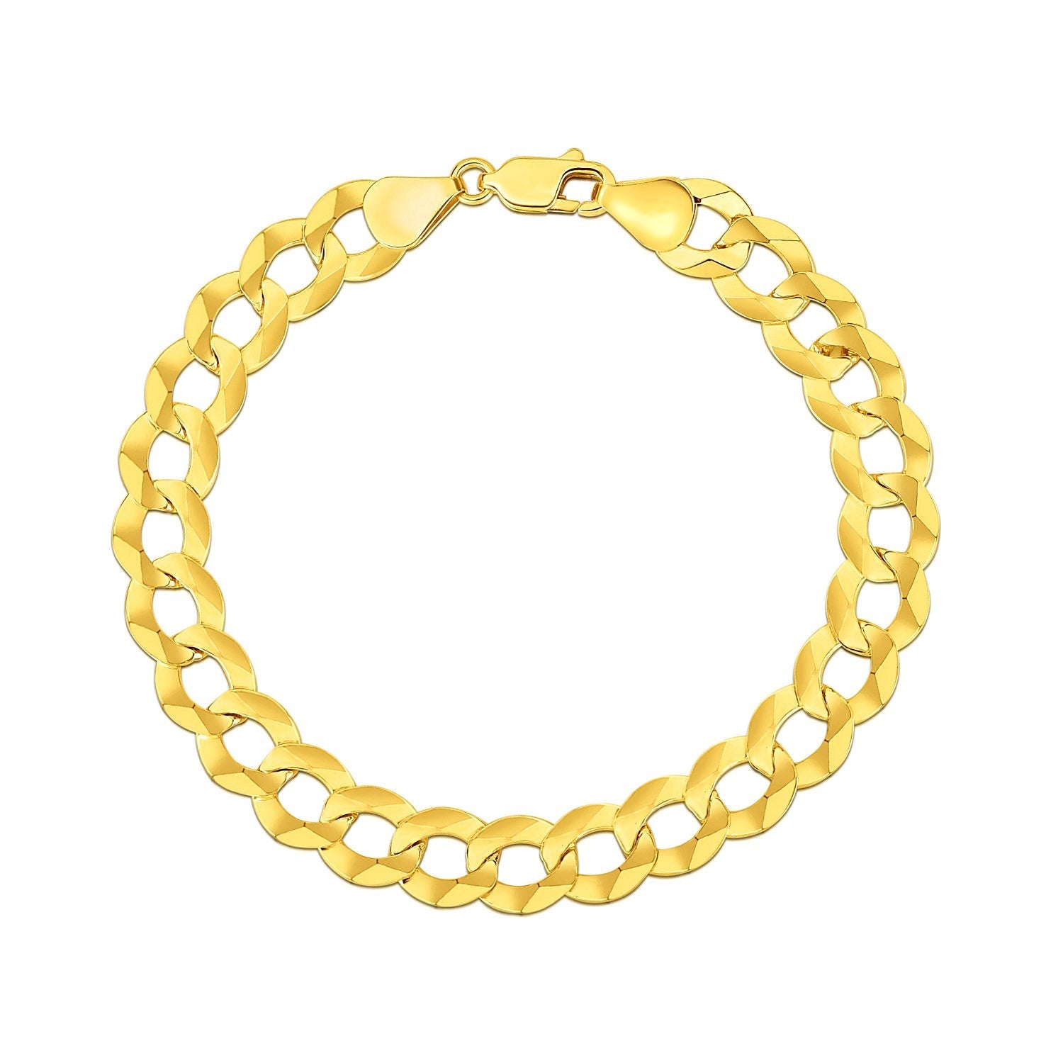 14k Yellow Gold Solid Curb Bracelet 10.0mm-1